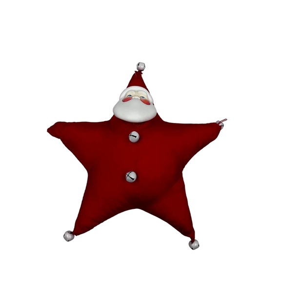 Department 56 Stuffed Plush Santa Claus Star Christmas Ornament Porcelain Face - Picture 1 of 7